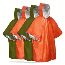 Imperméable réfléchissant de premiers secours en film d'aluminium, imperméable de cape de randonnée en plein air, imperméable de premiers secours à capuche sans manches en cas d'accident en plein air