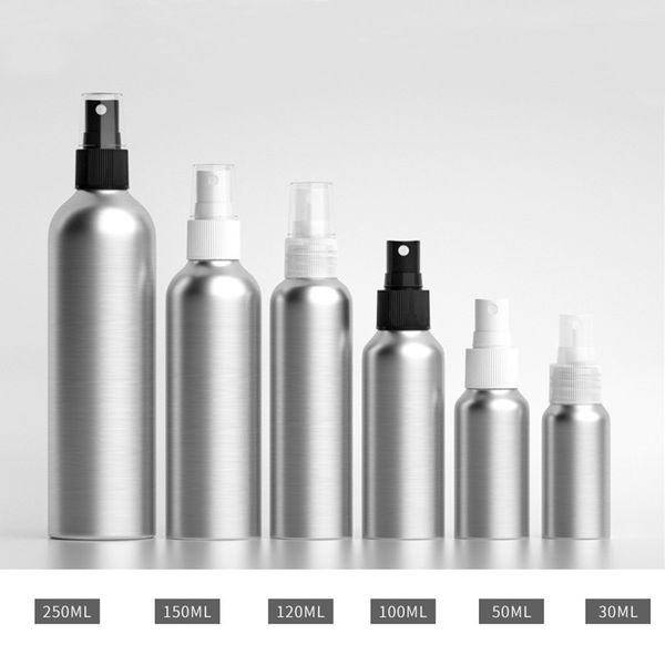 Bouteilles de pulvérisation à brume fine en aluminium, bouteille de parfum vide utilisée comme bouteille de distributeur de cosmétiques d'eau d'huile essentielle de parfum 30ml 50ml 100ml