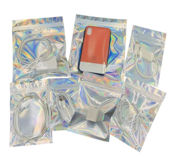 Sacs en papier d'aluminium transparent, valve refermable, sac d'emballage de détail en plastique à fermeture éclair, pochettes en poly