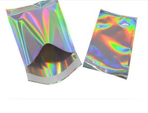 Sac de poche de sac de vente au détail auto-adhésif en papier d'aluminium pour les sacs express d'emballage d'épicerie de vêtements avec la couleur holographique