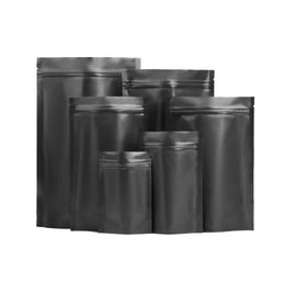 Aluminiumfolie Stand Up Mat Black Mylar Bags Bouches Accessoires met ritssluiting voor voedselverpakkingen 8x12cm 10x15cm 16x24cm 20x30cm Cu1226435
