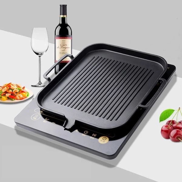 Poêle à frire en aluminium antiadhésive pour Barbecue, plateau de Barbecue coréen, gril carré, ustensiles de cuisine, 240117