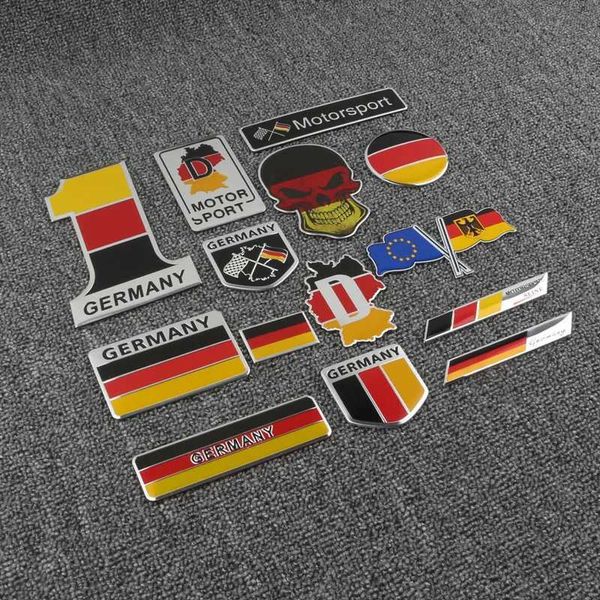 Badge emblème du drapeau National allemand en aluminium, autocollants pour carrosserie de voiture, garde-boue, capot, autocollants pour accessoires de moteur automobile