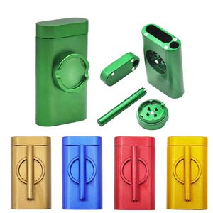 Aluminium Grind Case Pinch Hitter Container Dugout Rod Poker avec salle de stockage de tabac + broyeur + tuyaux tout en un 5 couleurs