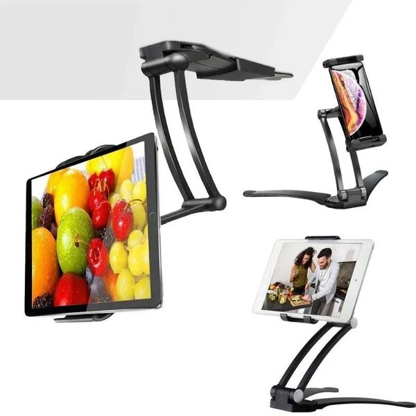 Soporte de tableta de cocina de aluminio soporte para teléfono flodable ajustable 5-13 pulgadas tableta montaje de escritorio para iPad Pro 12.9