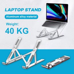 Support pour ordinateur portable en aluminium pour bureau avec coussinets antidérapants, support pliable pour ordinateur portable réglable à 6 angles, compatible avec les ordinateurs portables de 10 à 15,6 pouces