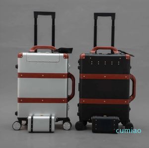 Valise de voyage de concepteur de bagages en aluminium Mode Hommes Femmes Lettres Sac à main Spinner Bagages universels avec roues Sacs polochons