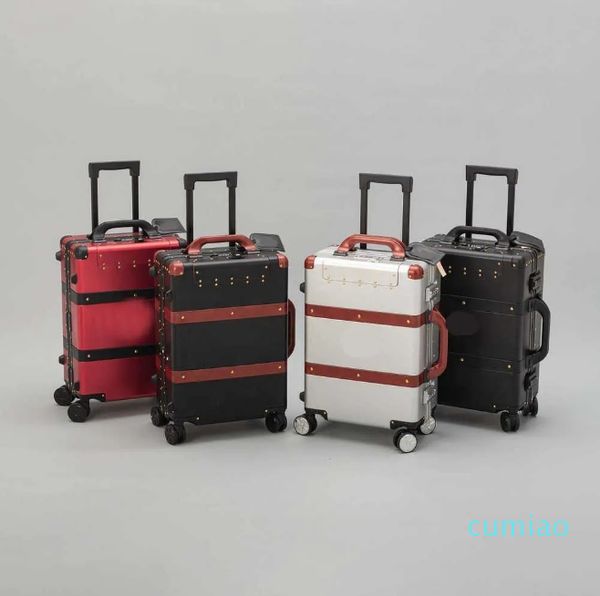 Pochette à bagages en aluminium Designer Sac de voyage Valises Mode Luxurys Hommes Femmes Lettres Bourse Spinner Universal Bagages avec roues Sacs Duffel