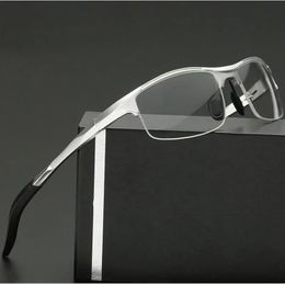 Aluminium mannen bril met mode myopie optische computerglazen frame merk ontwerp gewoon oogglazen retro de grau femininos 240410