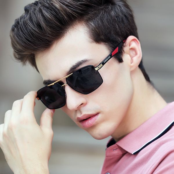 Gafas de sol de aluminio para hombre Lente polarizada Diseño de marca Templos Gafas de sol Recubrimiento Espejo Gafas Oculos de sol