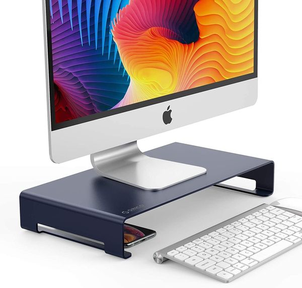 Support de moniteur en aluminium, rehausseur d'ordinateur universel, organiseur de bureau avec stockage de clavier pour iMac, Macbook, Google Chromebook, Microsoft Surface Go