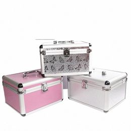 Aluminium Profial Cosmetische Case Vrouwen Reizen Schoonheid Vanity Organizer Meisje Accories Make-Up Gereedschapskist Waterdicht Met Mirro N54D #