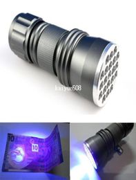 Luz ultravioleta de carcasa de aluminio para 3xaaa antifake UV 21 LED Detector de dinero de linterna 1120109