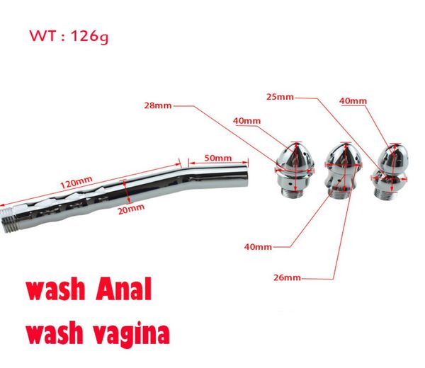 Buse d'eau de lavement de douche en aluminium 3 styles tête de prise anale lavement Anal nettoyage Kit de nettoyage du vagin robinet SM Anal Sex Toys7088628