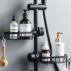 Aluminium douche opslagmand zwarte badkamer plank enkele laag voor shampoo zeeprekhouder keuken organisator 220527