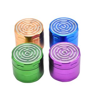 Broyeurs d'herbes à fumer en aluminium avec fenêtre de jeu de labyrinthe 63MM 4 pièces CNC dents de diamant métal tabac Pollen épices Crucher Maze Game Grinder