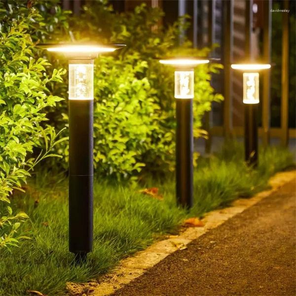 Luces solares de aluminio para camino de jardín, lámpara de césped impermeable IP54, luz de pilar de paisaje moderno, bolardos para Villa al aire libre