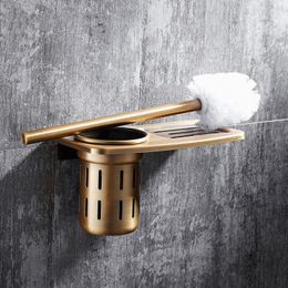 Soporte de cepillo para el inodoro de aluminio/colchoneta de la pared con la pared Pungada con la herramienta limpia del baño Agente de herramientas Antiguo/negro
