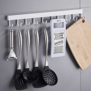 Aluminium handdoek haak badkamer keuken muur opknoping deur rug rij haak jas hanger gratis punch 210724