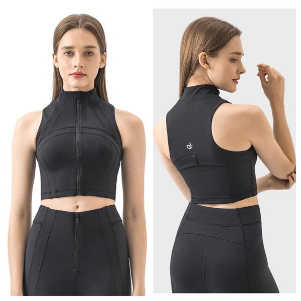 ALYOGA Débardeur de yoga à dos nageur pour femme de style athleisure, avec gilet de sport respirant sans manches avec soutien-gorge intégré, design unique en blocs de couleurs.