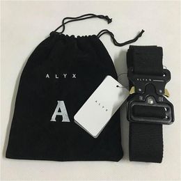 Alyx Belt 128cm Cinturón de seguridad de moda Hombres Mujeres Rollercoaster Black Metal Button Canvas Alyx296r