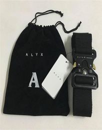 ALYX Belt 128cm Cinturón de seguridad de moda Hombres Mujeres Montaña rusa Botón de metal negro Lona ALYX4622023