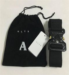 ALYX Belt 128cm Cinturón de seguridad de moda Hombres Mujeres Montaña rusa Botón de metal negro Lona ALYX6647353