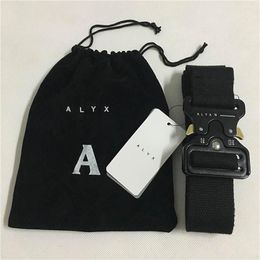 ALYX ceinture 128 cm mode ceinture de sécurité hommes femmes montagnes russes noir métal bouton toile ALYX321S