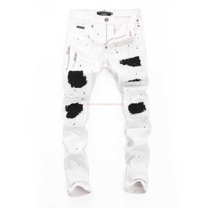 AMIRI Amirir Amir Вы Am Amirliness Amiiris Amirirs Ropa de diseñador Jeans Pantalones de mezclilla Amies 8360 Pies blancos Pintura de alta calidad Parche de lágrima Moda europea P