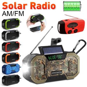 Radio de manivelle à main solaire AM / FM Radio d'urgence avec lampe de poche LED 5000mAh Banque d'alimentation Chargeur de téléphone Bluetooth 5.0 haut-parleur