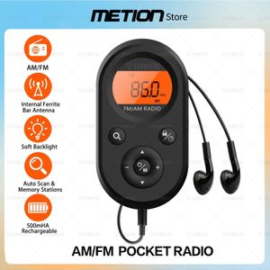 Radio portable AM FMRadio de poche rechargeable avec réceptionLongue durée de vie de la batterieÉcouteur stéréoPetit transistor numérique 240102