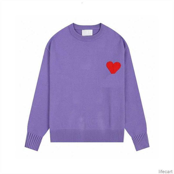 Soy París Moda Invierno Cálido Jersey de punto Diseñadores Amisweater Suéter bordado Coeur Corazón Amor Jacquard Cuello redondo Sudaderas Color brillante Amis 9M59