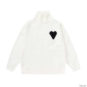 AM I Paris Pull Col Roulé Col Haut Tricot Pull À Capuche Hiver Sweat À Capuche Amisweater Big Coeur Love Jacquard Heart Pull Sweatshirt Amiparis AMIs 3127