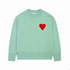 amiS AM I Pull amisweater tricoté Paris amishirt Mode Hommes Designer Brodé Coeur Rouge Couleur Unie Big Love Col Rond Manches Courtes un T-shirt pour KL8o