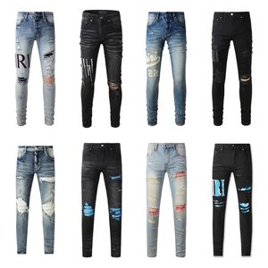 Luxe ontwerpers Jeans Distressed Frankrijk Mode Pierre Straight Heren Biker Hole Stretch Denim Casual Jean Heren Skinny broek Elasticiteit broek broeken 29-40