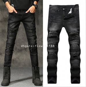 Am Men's Jeans Nouveau jean déchiré Men Slim Fit All-Match Stretch Trendy Skinny Pantal