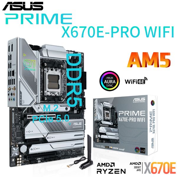 AM5 ASUS PRIME X670E-PRO WIFI 6E carte mère prise en charge AMD Ryzen série 7000 CPU DDR5 128GB RAM PCIe 5.0 RGB bureau Placa Me nouveau