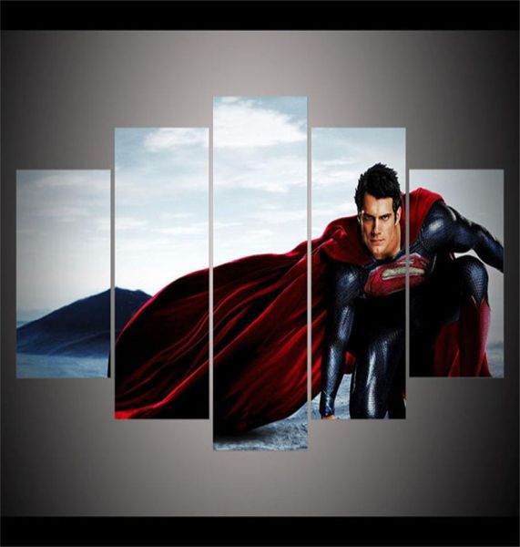 Amanecer Justicia v Superman Batma5 Pieces Toile imprimés Mur Art Huile Peinture Home Decor UnframedFramed1795067