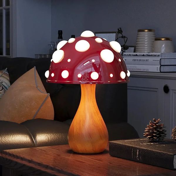 Lampe champignon Amanita avec ampoule LED tricolore AC ou USB, lumière chaude, biomimétique, mouche agarique, bureau pour salon, chevet, el 240108