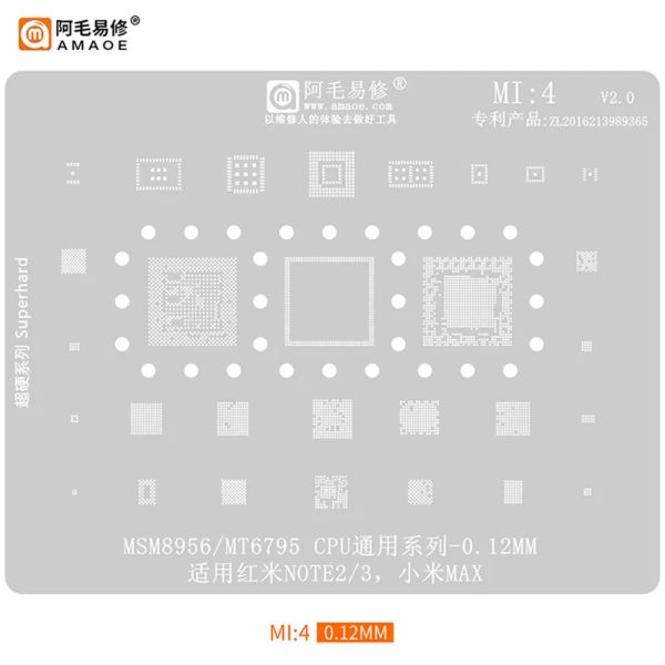 AMAOE MI1-19 BGA REBALLING POCHIER POUR XIAOMI REDMI CPU UNIVERSAL 0,12 mm Plantation en acier Mesh