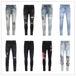 Jeans Amari Jeans Amirir Jeans para Mens Designer Black Jeans Black Pants Self Cultivation Breathable Popular Purple Jeans apilados Jeans Pantalones 81