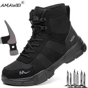 AMAWEI bottes de travail chaussures de sécurité indestructibles hommes chaussures à bout en acier baskets anti-crevaison chaussures pour homme chaussures femmes chaussures de travail 240126