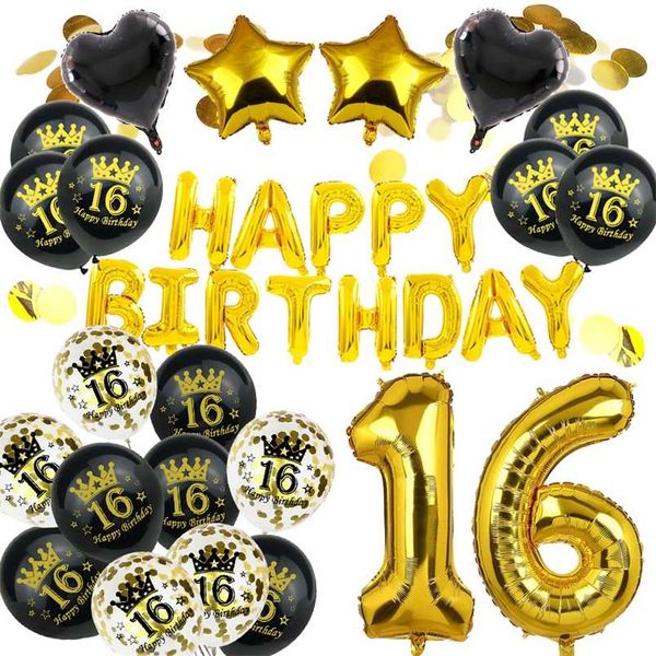Amawill Joyeux anniversaire 18 20 21 30 40 50 60 70 80 90 ans Décoration d'anniversaire Sweet 16 Party Numéro numérique Ballon en latex 211216