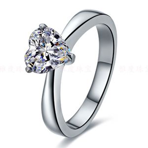 Amazing 2CT Heart Shape Synthetic Diamond Ring Genuine Solid Sterling Silver Ring White Gold Finish