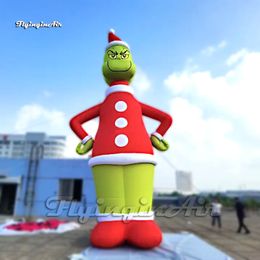Incroyable monstre vert de noël géant gonflable Grinch, personnage de dessin animé portant une tenue de père noël pour la décoration extérieure de noël