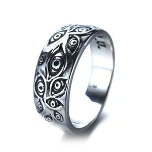 Bague en forme d'oeil de démon pour hommes, Design incroyable, crâne de Rose, anneaux squelette noir, Cool, à la mode