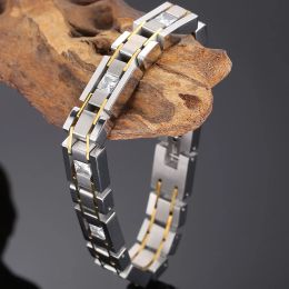 Incroyable bracelet à maillons doré pour hommes avec bijoux en or jaune 14 carats, cadeaux d'anniversaire pour lui papa