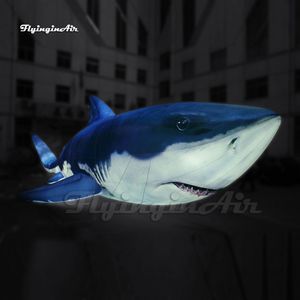 Incroyable grand modèle de poisson d'animal de mer de ballon de requin gonflable bleu de 10 m pour la décoration d'aquarium