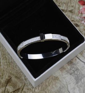 Bijoux de luxe de qualité incroyable pour les femmes bracelets en acier inoxydable Tone Bangle dames pavé bracelet en cristal brillant 3color no fade7719288