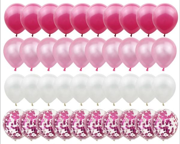 Amazon 43 piezas de confeti de oro rosa, conjunto de cintas y globos con lentejuelas, decoración para arreglos de fiesta de cumpleaños y bodas